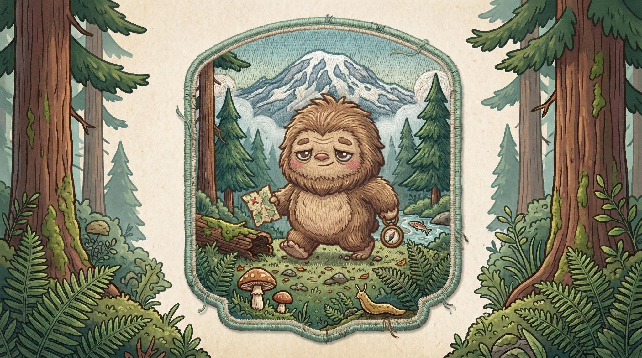 SquatchSighting — Sasquatch with map and compass